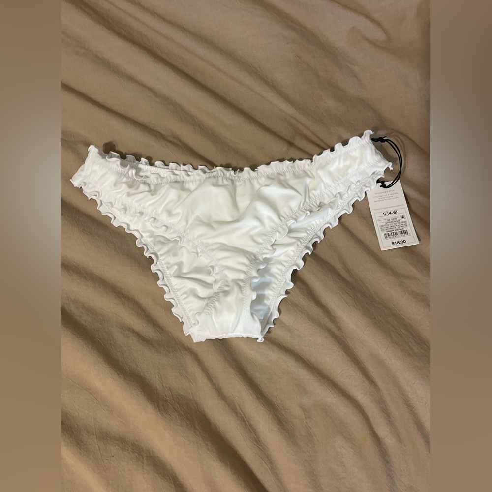 White Ruffled Bikini Bottom